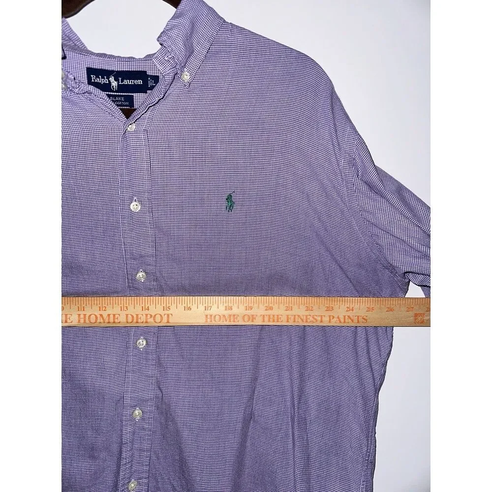 Polo Ralph Lauren Blake Purple Houndstooth Long Sleeve Button Down Mens Large‎